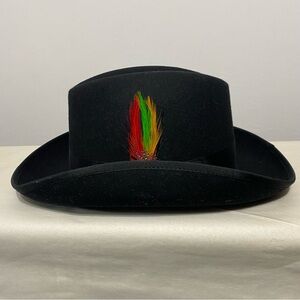 Godfather 100% Wool Felt Gentleman Hat W/ Feathers Fedora Mobster Gangster L
